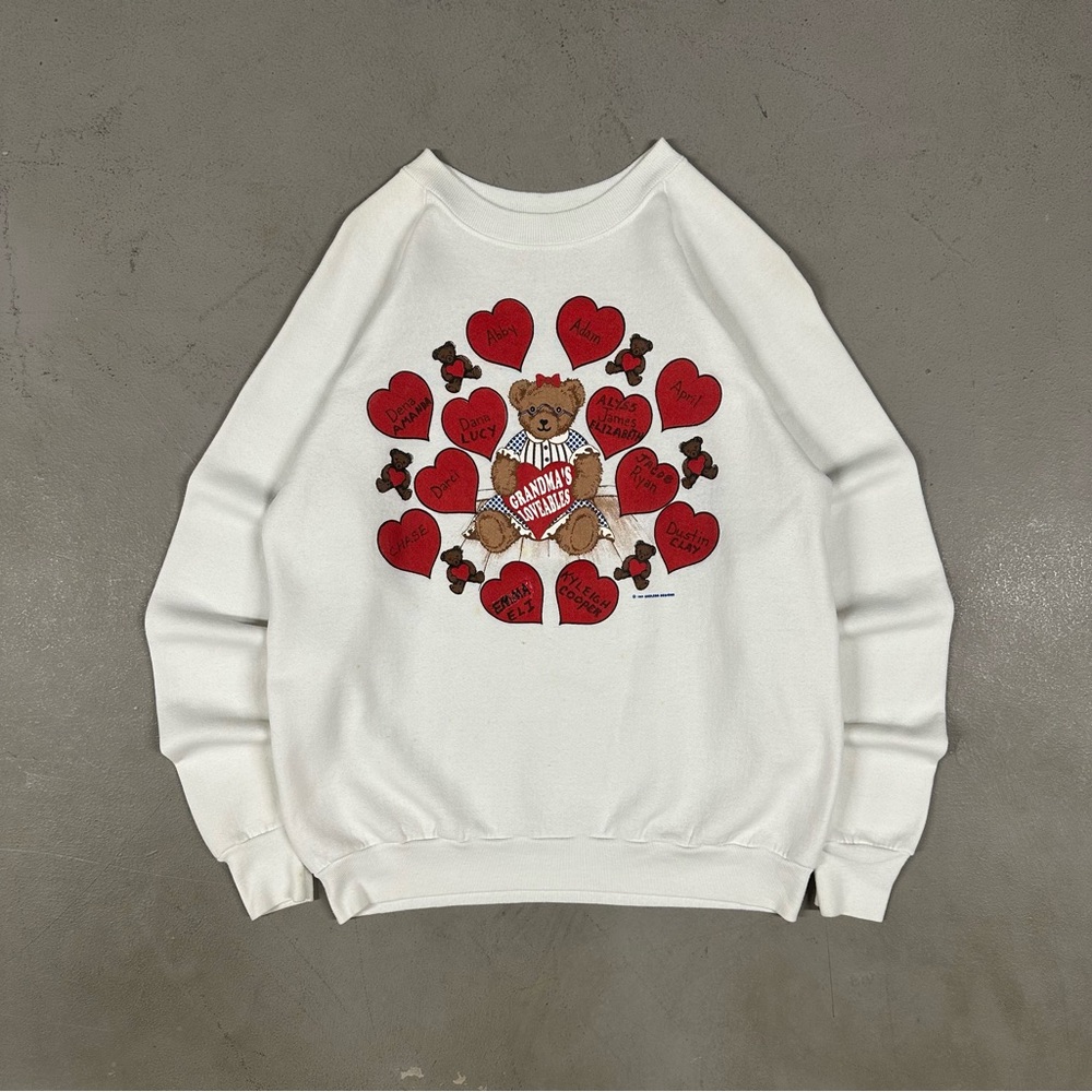 Vintage 90s Grandma Teddy Bear Retro Causal Essential Crewneck Sweatshirt Large